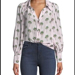 Alice and Olivia Palm print blouse NWT